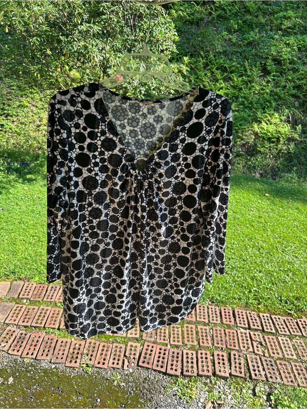 Ruby Rd black and white polka dot blouse